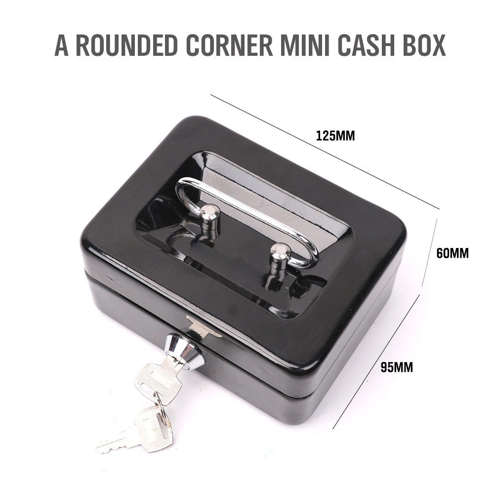 Mini Coffre-fort En Métal Avec Serrure à Clé - Caisse à Monnaie Portable - Pour Espèces, Pièces, Objets De Valeur