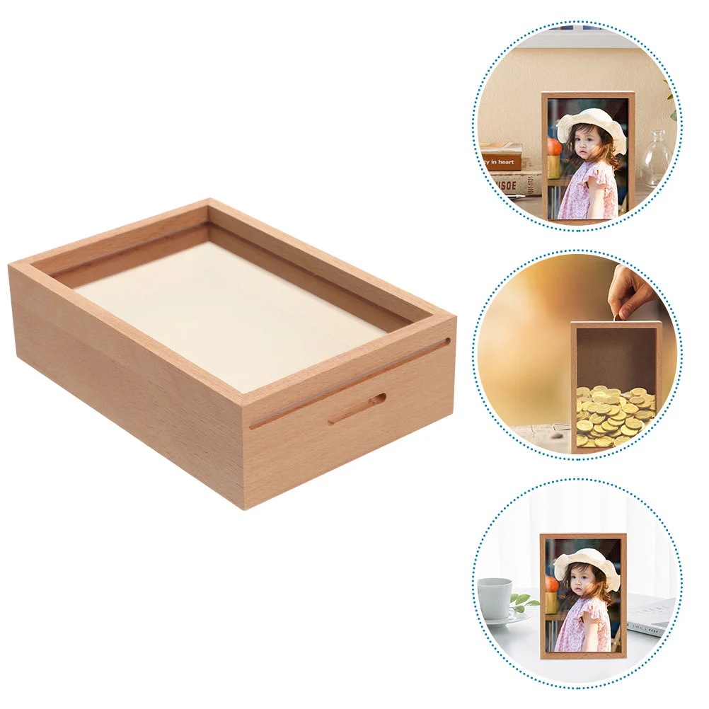 Piggy Bank For Money Box Wood Frame Coin Banks Photo Frame Versatile Piggy Bank Adult Piggy Bank For Coins Money Bank For Adults 2