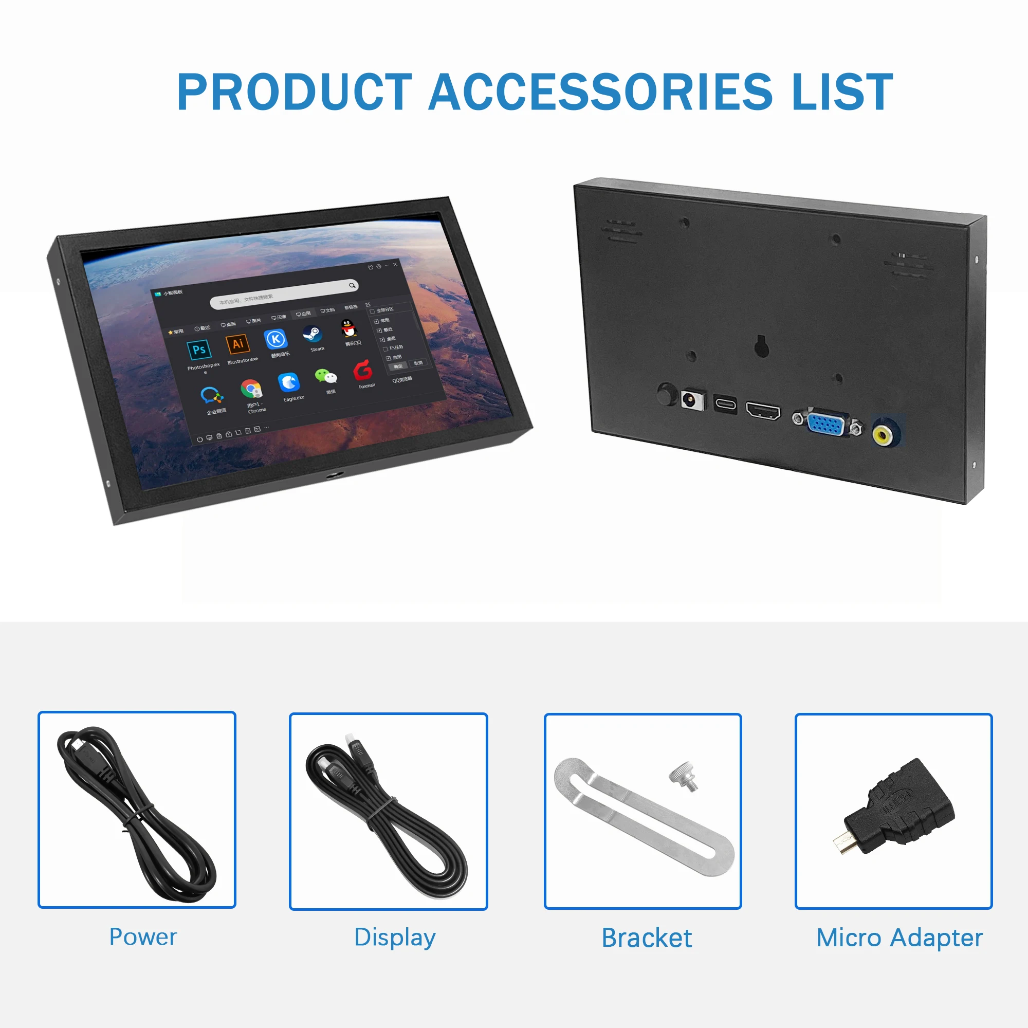 AV/DC/HD/VGA 다중 인터페이스 디스플레이 PI3 Pi4 AIDA64 스위치용 7인치 pc 두 번째 화면 라즈베리 파이 디스플레이