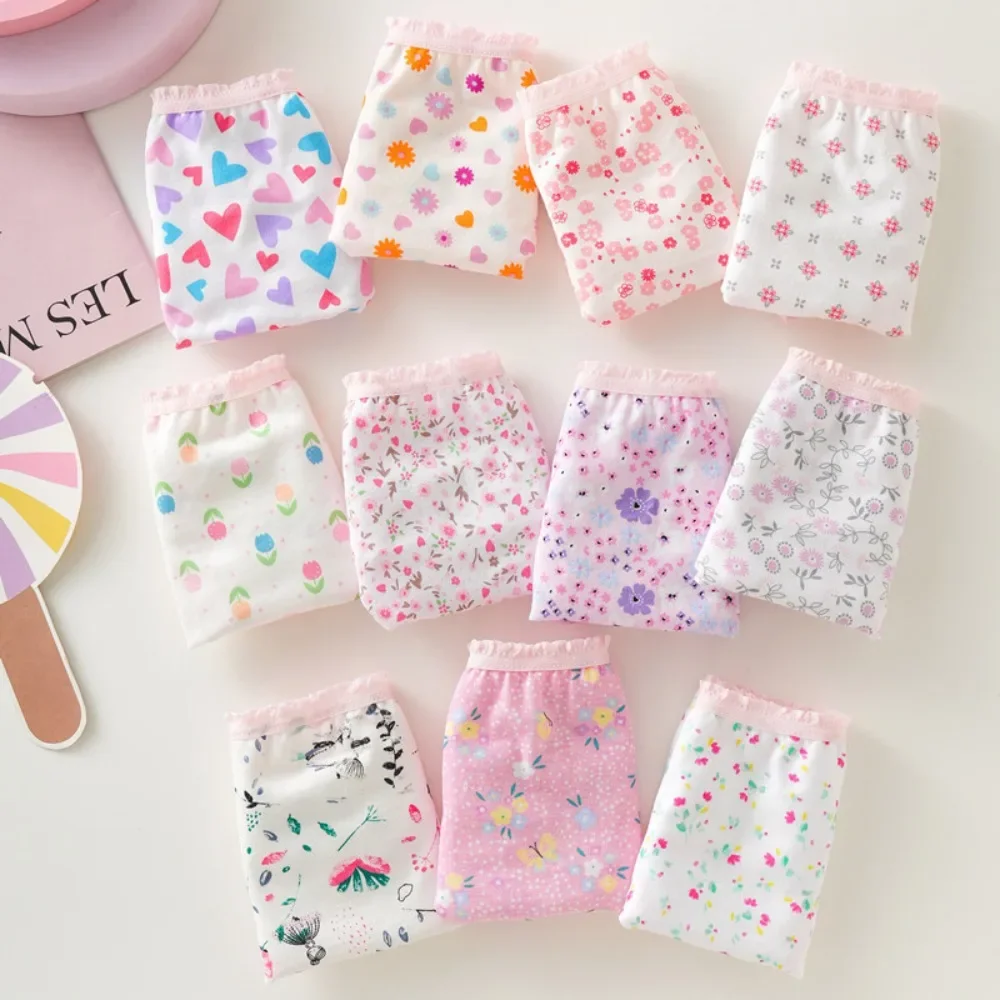 6PCS/Lot Kids Cotton Underwear Floral Print Baby Girls Panties Toddlers Shorts Briefs