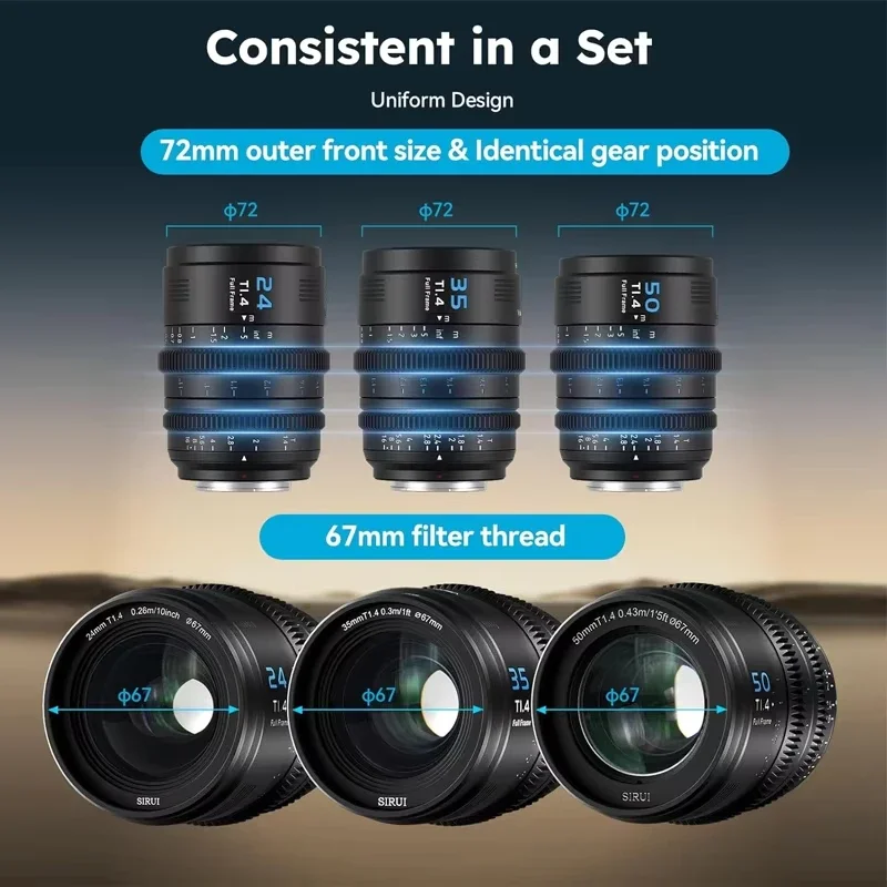SIRUI VP-1 Vision Prime Camera Lens T1.4 24mm 35mm 50mm Full