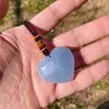 1PC Natural Crystal Blue Celestite Heart Shaped Pendant Polished Crystal Pendant Fashion Jewelry Necklace Gift 5