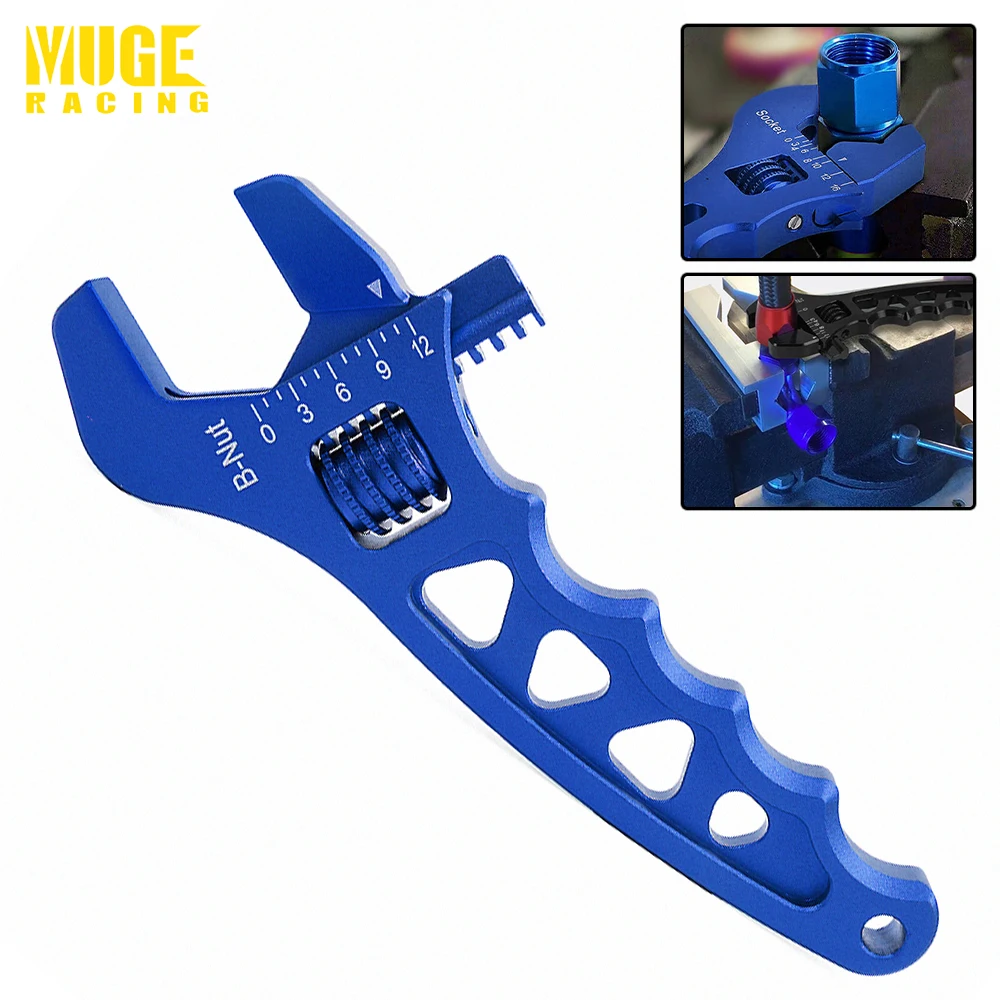 MUGE-3AN-12AN Adjustable AN Wrench Tool Aluminum Anodized Spanner For Hose End Fitting OFI085