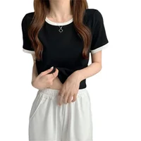 T-shirt patchwork basique pour femmes et filles, t-shirts courts unisexes, vêtements d'été décontractés, qualité Y, mode 6