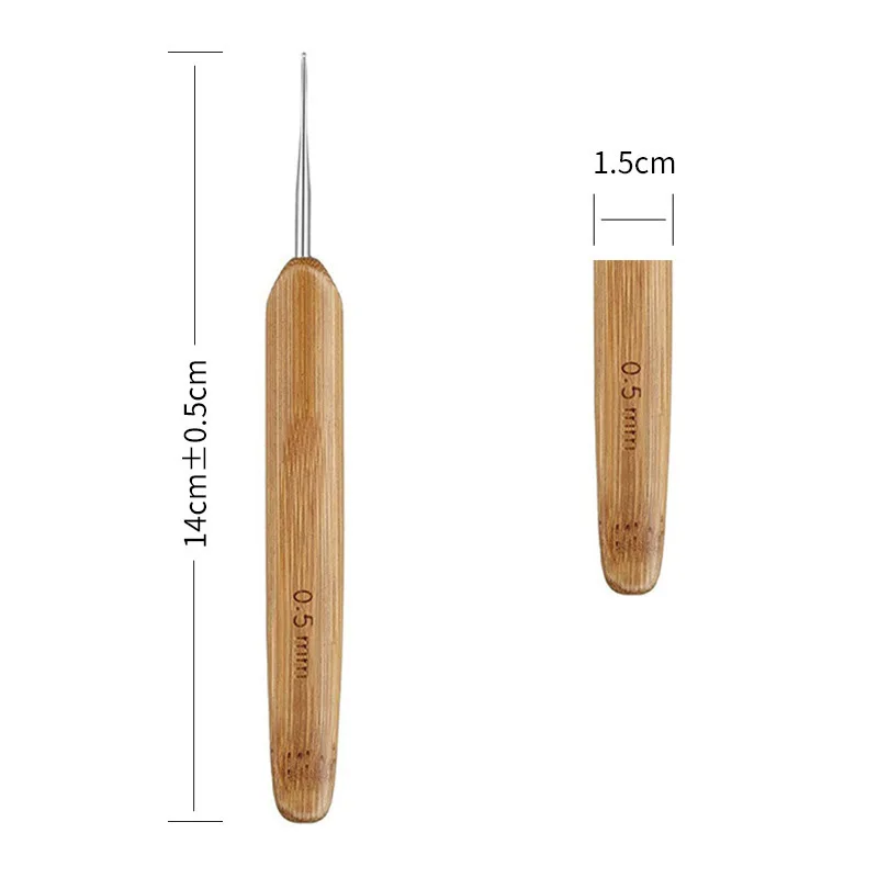 0.5MM DM hook size hair crocheting needle 4 pieces per package bamboo holder dreadlocks hair braiding tools crochet hooks hair extensions tool