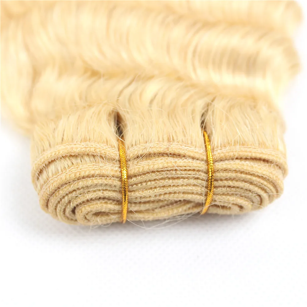 Honey Blonde Deep Wave Curly Bundles Human Hair 613 150% Density Brazilian Raw Remy Hair Extension 26 28 30 32 Inches