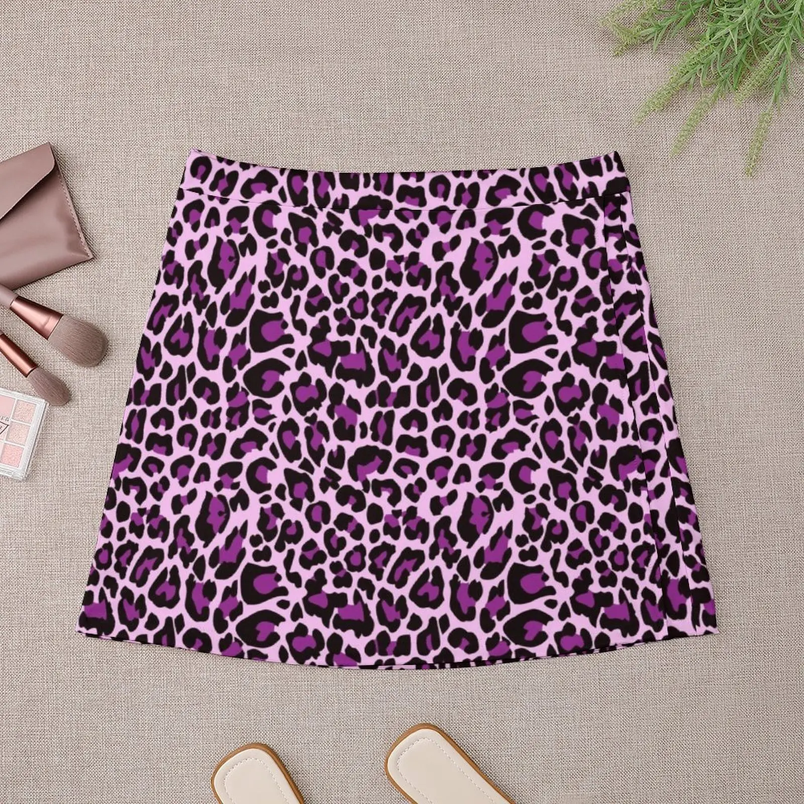 Girly Purple Pink Leopard Print Mini Skirt skirts for woman korean style clothing Sexy mini skirt mini skirts