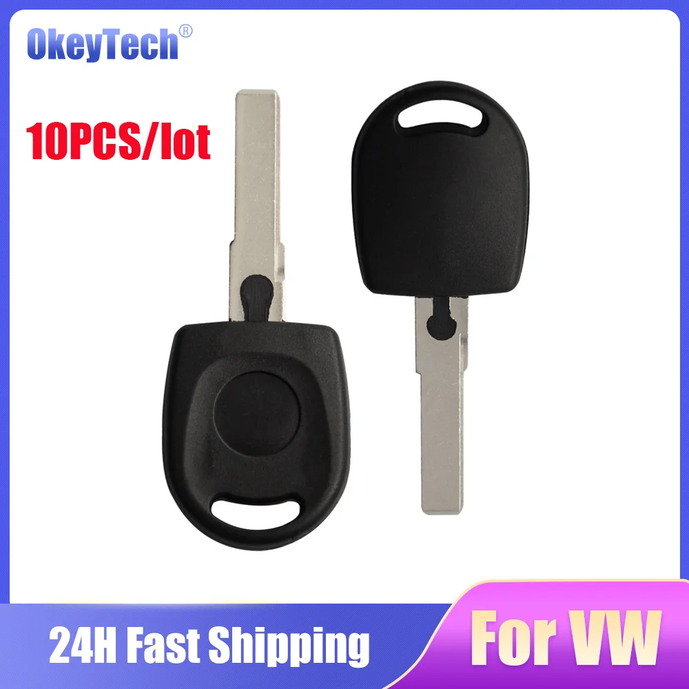 

Okeytech 10pcs/lot Transponder Key Shell NEW Car Key Blank Case For VW Volkswagen SKoda SEAT key Case Uncut Blade HU66 Blade