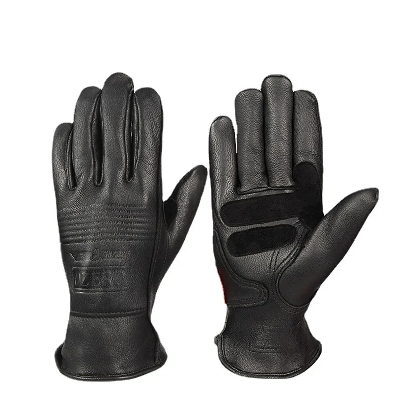 New Motorcycle Moto Gloves Sheepskin Leather Sports Windproof Anti Cold Anti Snowboard Ski Hiking Hunting Gloves For Men 5