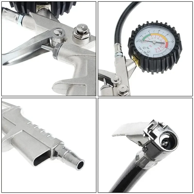 220PSI Car Motorcycle Multifunctional Tire Air Pressure Monitoring Gauge Tester Air Compressor Dial Meter Inflator Pump Tools 5