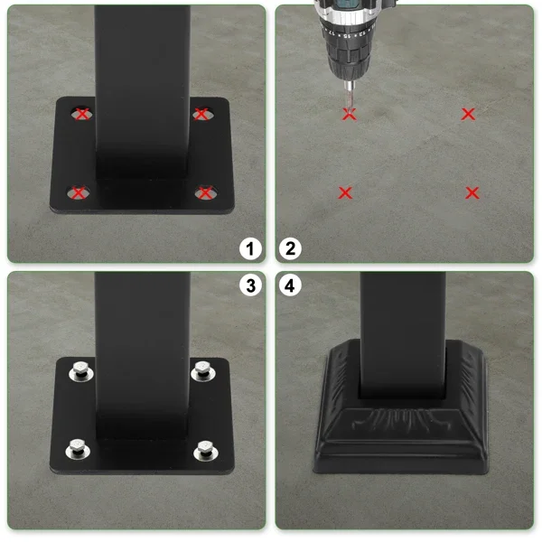 哑光黑色 1-3阶 可调节  直扶手 庭院楼梯扶手-18