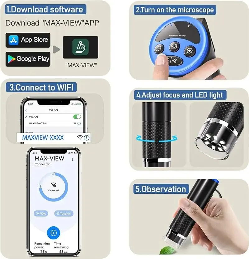 Digital Microscope WiFi Digital Microscope Zoom Camera Magnifier 50X-1000X 2MP USB Electronic Microscopes For Repair Skin Inspection Android IOS PC digital microscope
