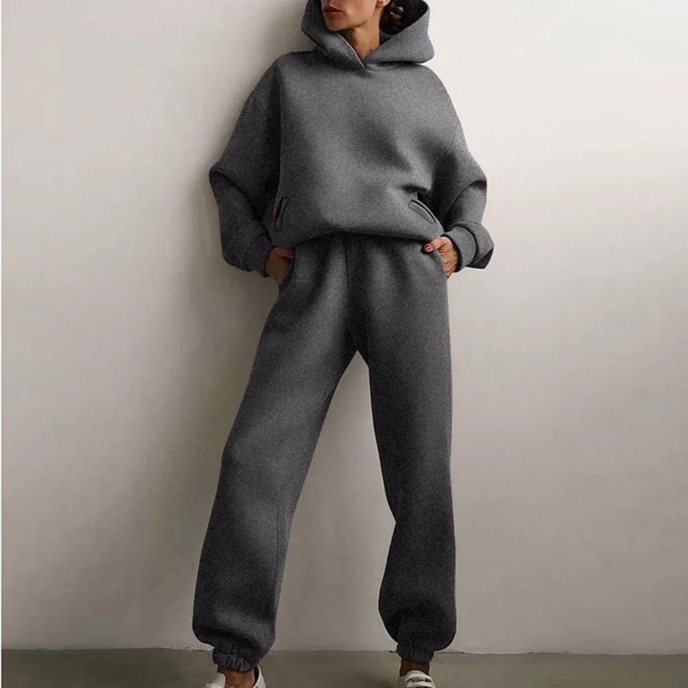 Women Tracksuits Outfits Winter Sweatpants And Hoodie Set Two Pieces Set Fleece Sweatsuits Workout Fitness Women Jogger Sets