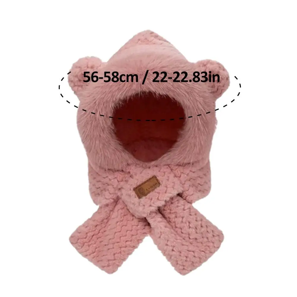 Lovely Beanie Hat Scarf Set Women Faux Fur Warm Winter Hat Children Parent Neck Circle Scarf Ski Snow Plush Bear Cap