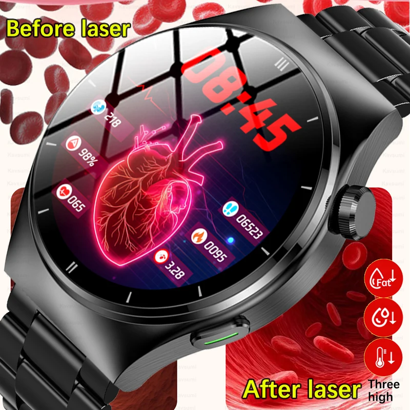 

Laser Physiotherapy+Call+Blood Lipids Uric Acid Health Smart Watch Men Accurate Blood Oxygen Blood Pressure Blood Glucose Watch