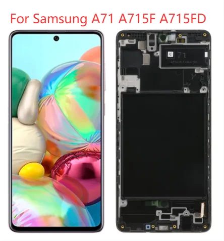 

Original AMOLED For Samsung Galaxy A71 A715F Display With Frame 6.7 2020 SM-A715 LCD Display Touch Screen Digitizer Panel Parts