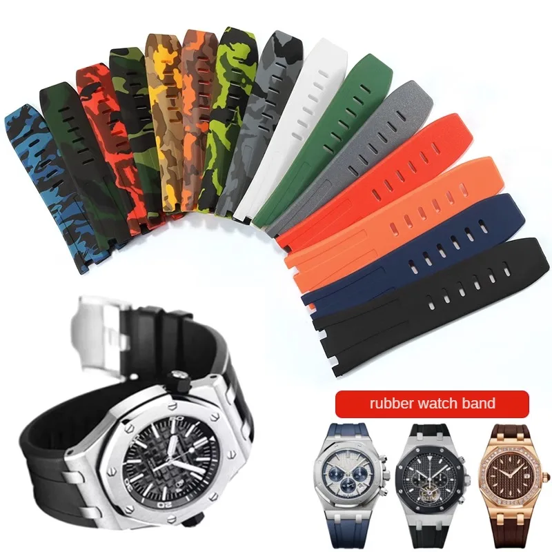 Cinturino Per Orologio In Gomma Wubblistte 15703 Royal Oak Offshore Series Flat Straight Interface Cinturino In Silicone 28Mm