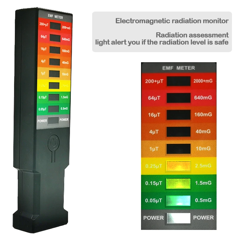 Latest Electromagnetic Field EMF Gauss Meter Radiation Dosimeter Detector Portable EMF Magnetic Field Monitor 8 LED Gauss Meter