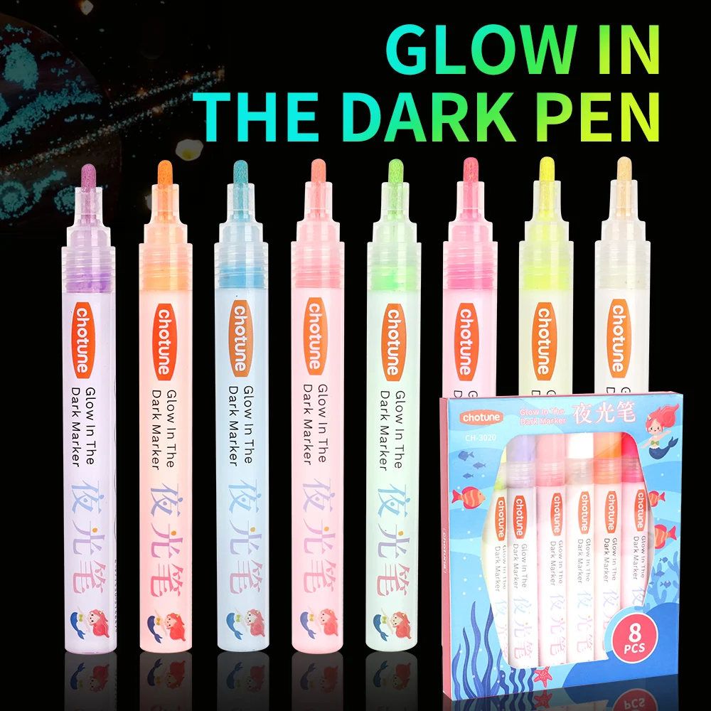 8 Kleuren Fluorescerende Pennen Markeerstift Kleurrijke Verf Pen Gloeien In De Donkere Heldere Diy Lichtgevende Marker Pen Ambachtelijke Pen Voor Tekenen  21