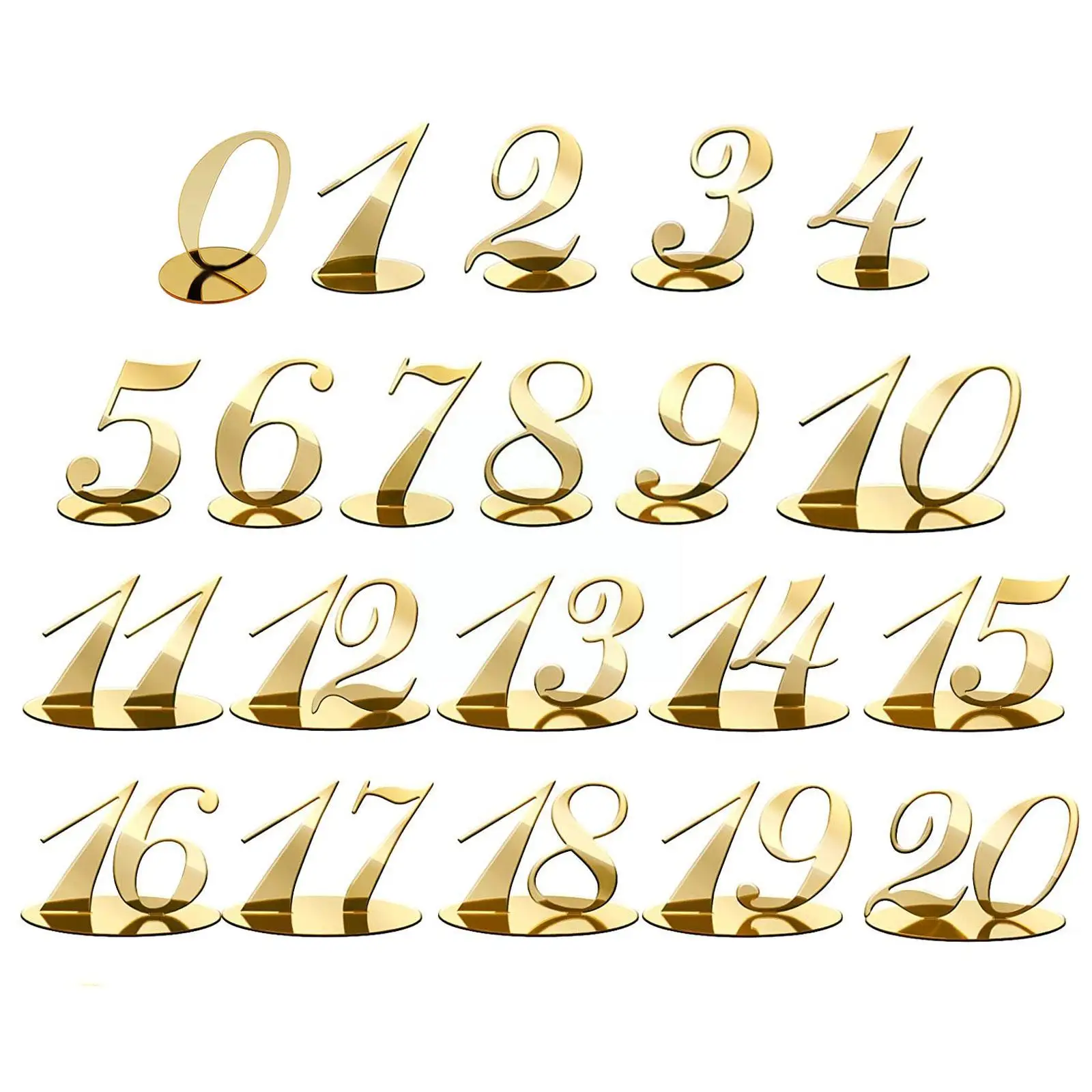10pcs 1-10/11-20 Number Acrylic Table Numbers DIY Romantic Gold Table Sign Seat Card For Wedding Birthday Party Decoration A2B9