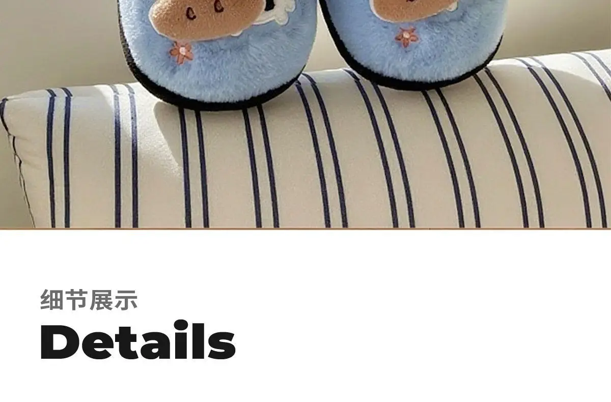 Kreative Kuh flauschige Hausschuhe Frau warme Hausschuhe Top-Qualität Paare Liebhaber Hausschuhe rutschfeste Tierfell Clogs – Detail 4