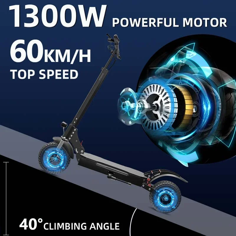AJOOSOS X750 Electric Scooter Adults 48v 1300w Rear Motor 3 Speed Gear 60km/h 75km электросамокат E Scooter with Alarm Device