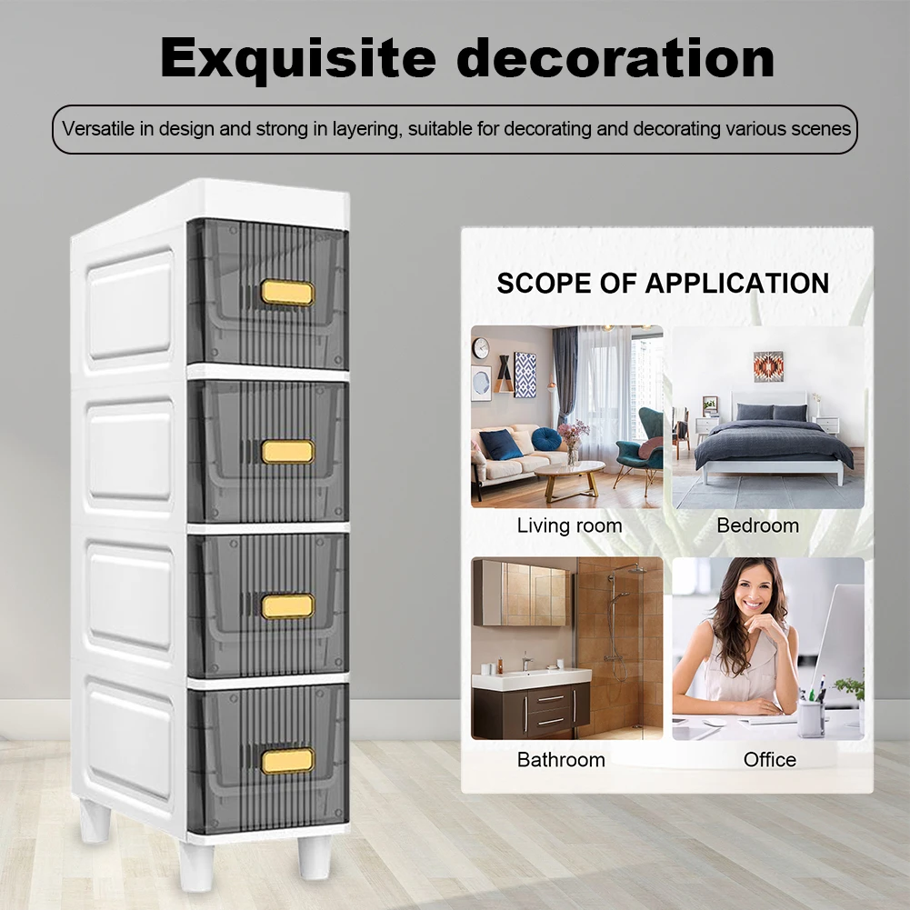 Narrow Toilet Storage Cabinet 4/5 Tier Waterproof Closestool Crevice Rack Narrow Organizer Rack Shelves Restroom Storage Cabinet