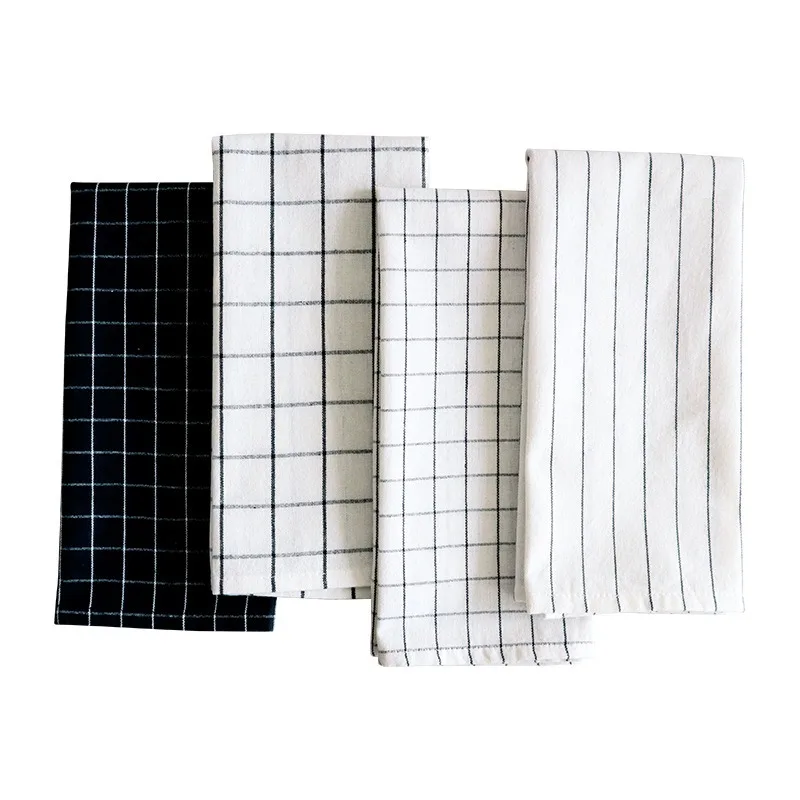 1Pc 40x60cm Plaid Striped Tea Towel Cotton Dinner Placemat Kitchen Dish Cloth Absorbent Table Napkin 4