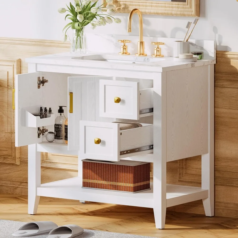 Bathroom Vanity with Sink, 30" Bathroom Cabinet with 2 Drawers and Storage, Modern Bathroom Vanity Set, Easy Assembly 5
