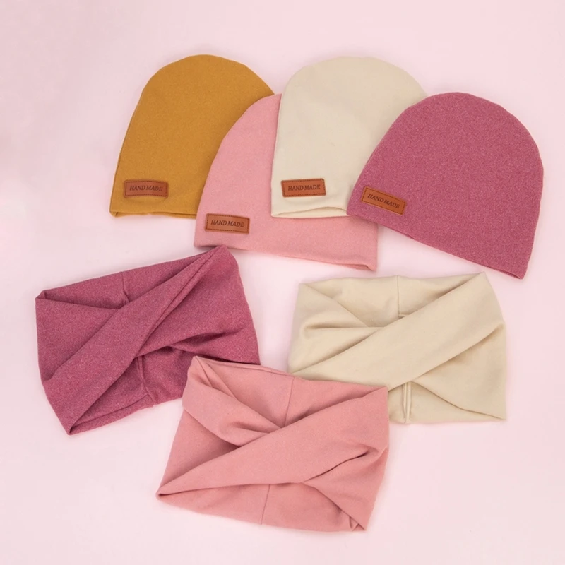 Cappello in finto Cashmere con sciarpa set carino pratico berretto per bambini in tinta unita con fazzoletto da collo comodo per regalo per neonati