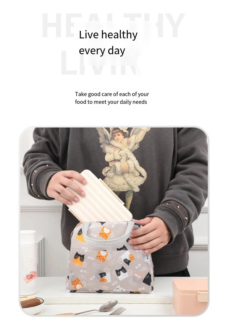 Cartoon Lunch Bag tragbare isolierte thermische Wärme Kinder Bento Bag Picknick Tote Kind Schule Lunch Box Taschen Kühler Eis Pack neu – Detail 6