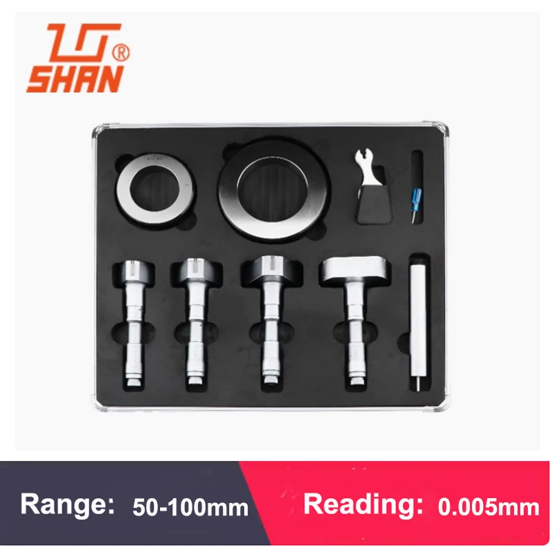 3 점 내경 마이크로미터, 3 턱 내부 측정 나사 마이크로미터 세트, 6-12mm, 12-20mm, 20-50mm, 50-100mm