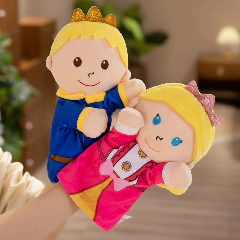 Hand Finger Fairy Tale Plush Puppet Cartoon Prince Princess King Queen Elf Witch Interactive Story Gift animal finger puppet
