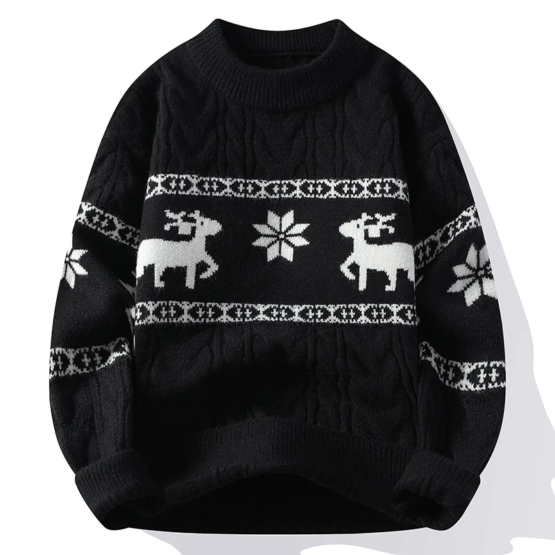 thumbnail image 1 of Suéter de invierno 2024, nuevo suéter de cachemira de lujo de alta gama, suéteres gruesos y cálidos para hombres con ciervos, suéter navideño Harajuku coreano, 1 of 4