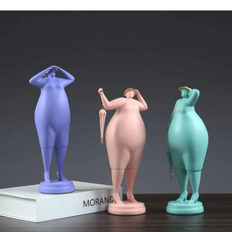 

Fat Woman Figures Statue Abstract Artwork Desk Decoration Ornaments Creative Character Sculpture Crafts Room Aesthetics Decor