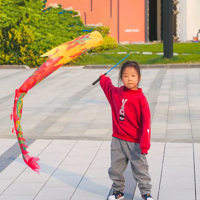 

2 Meters Children's Best Chinese Dragon Dance Ribbon With Rod Pole Outdoor Practice Dragon At Chinese New Year Kids Toys Gifts