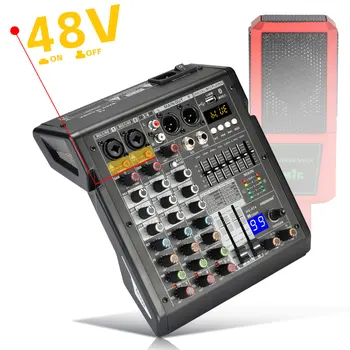 Freeboss Audio Mixer 4 Channels 99 Effect USB Mixing Console PC Record Bluetooth Studio 48V Sound Table Karaoke Mix Desk AG-AT4 5