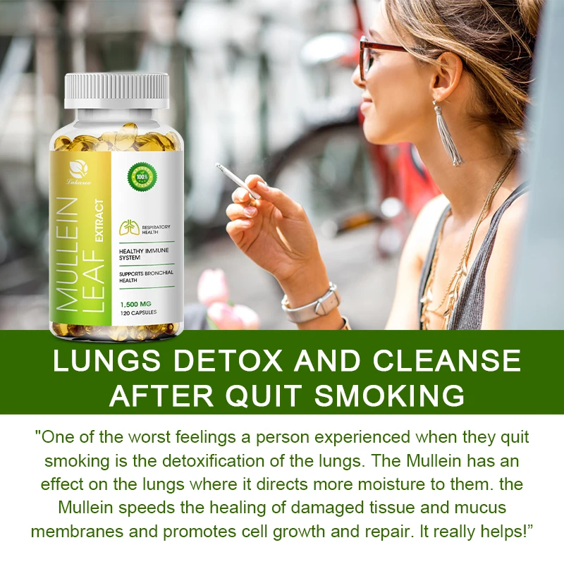 Lukaree Mullein Leaf Capsule Clean the Lung Protecting the Respiratory System Relieve Phlegm and Cough Immune Support Help Sleep mullein leaf extract lung detox capsules