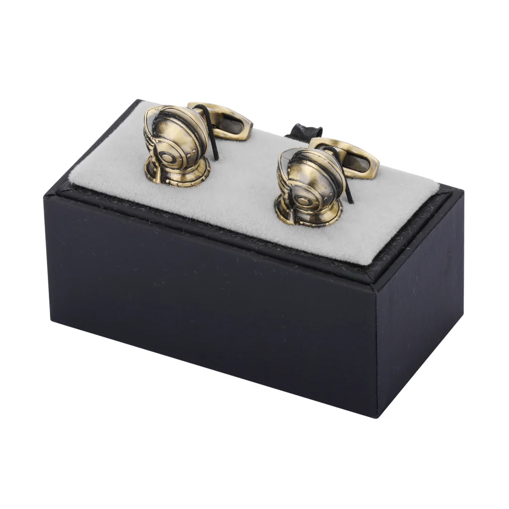 NVT Vintage War Helmet Cufflinks for Mens Shirt High Quality Bronze Cuff Links Father Husband Special Gift Free Engraving Name