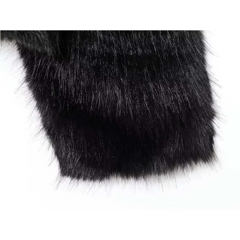 2025 Winter Faux Fur Jacket Fashion Long Sleeve Hooded Cropped Jackets For Women Fluffy Coat High Street Casual New Outerwear