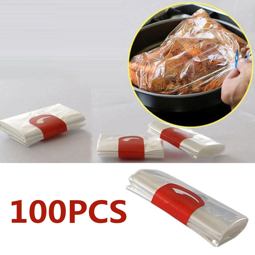 100Pcs Heat Resistance Turkey Oven Bags Multipurpose Slow Cooker Roasting Chicken Bag Roasted Turkey Bags for Cooking Freezing