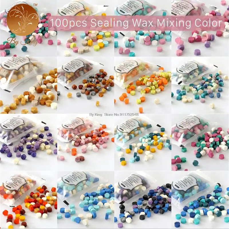 

100Pcs/Bag Sealing Wax Color Mixing Vintage Stamp Beads For Envelope Wedding Invitation Card Multicolor Seal Tablet DIY Tools