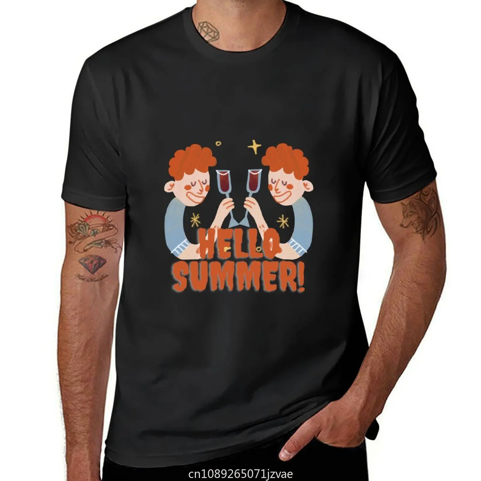

Футболка с надписью Hello Summer для лучших друзей, аниме одежда для мальчиков, мужские Графические футболки, забавные
