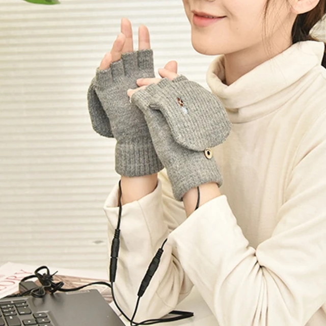 1 Pár Usb -Fűtő Kesztyűkesztyűk Kesztyű, Ujjatlan Kesztyű Kötött