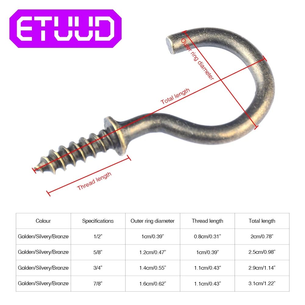NietFullThings Gancho De Acero Inoxidable Para Techo Con Tornillo V2A