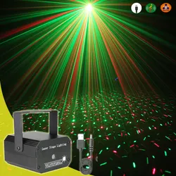 Mini 2-in-1 Laser Star Pattern LED Party Light Show - USB 5V (Y10 Stars Black)