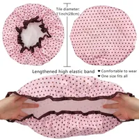 4 Pieces Shower Cap for Women, Elastic and Reusable,Environmental Protection Hair Bath Caps,Double Waterproof Layers Bathing Hat 2
