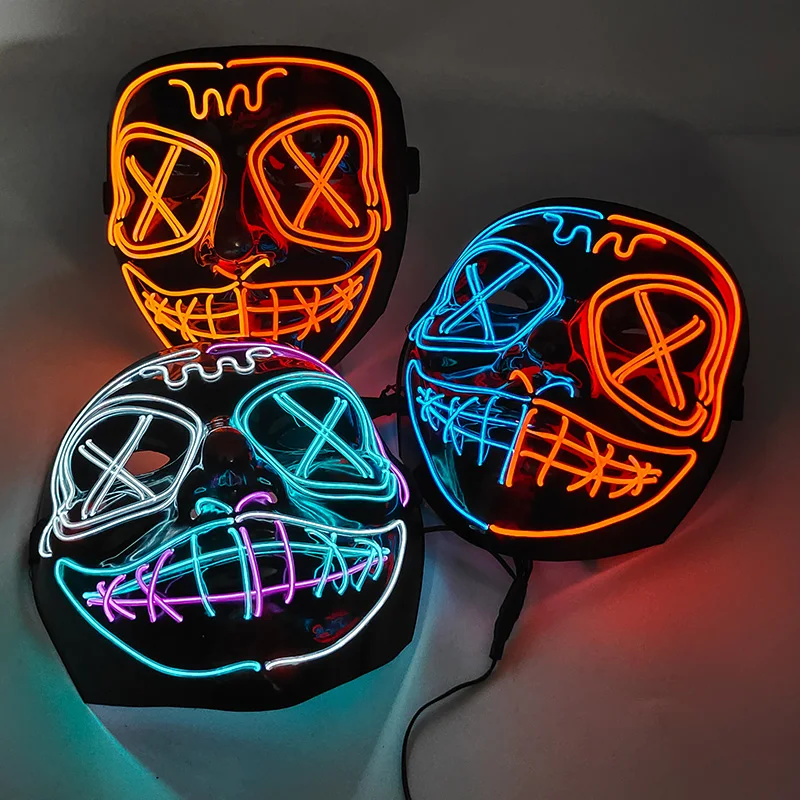 

Horror Halloween LED Neon Light Up Mask Costume Festival Cosplay DJ Party Night Cub KTV Mask Masquerade Flourescent Props