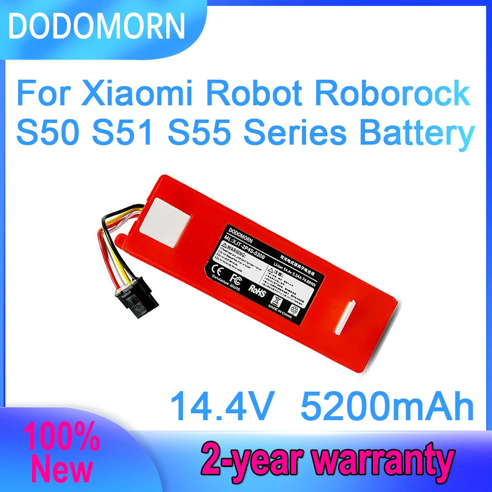 

DODOMORN 14,4 В 5200 мАч для робота-пылесоса Xiaomi Roborock S50 S51 S55, батарея высокого качества для роботов-пылесосов