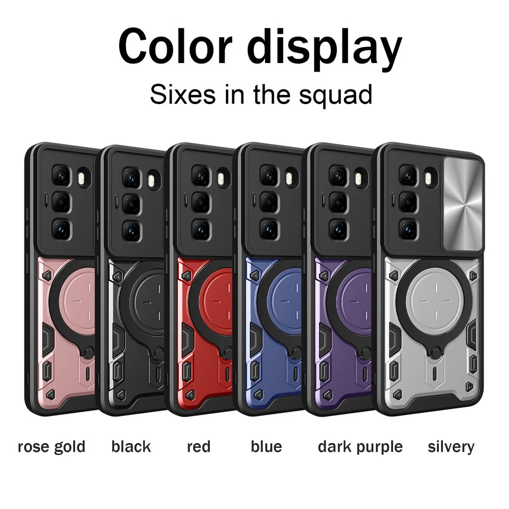 Enhanced Metal Ring Holder Magnet Car Mount Case with Rotating Cover